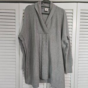 Cabi 3303 Gray Charlotte Oversized Cable Knit Poncho Sweater Women's‎ Size L